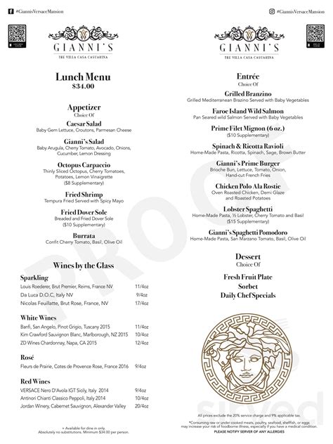 versace mansion miami restaurant menu|versace mansion resturant miami.